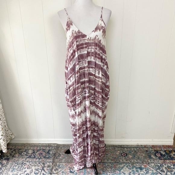 Lulus Yours Tule Mauve Tie Dye Maxi Dress Beachy Boho Sleeveless S/M Pockets - Picture 2 of 15